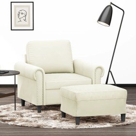 Sillón con taburete terciopelo crema 60 cm en Sofás | Comprar online en Foru.es