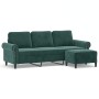 Sofá de 3 plazas con taburete de terciopelo verde oscuro 180 cm en Sofás | Comprar online en Foru.es