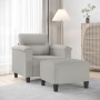 Sillón con taburete tela de microfibra gris claro 60 cm en Sofás | Comprar online en Foru.es