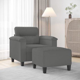 Sillón con taburete tela de microfibra gris oscuro 60 cm en Sofás | Comprar online en Foru.es