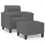Sillón con taburete tela de microfibra gris oscuro 60 cm en Sofás | Comprar online en Foru.es