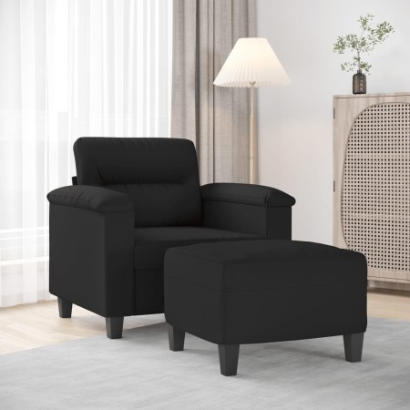 Sillón con taburete tela de microfibra negro 60 cm en Sofás | Comprar online en Foru.es