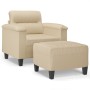 Sillón con taburete tela de microfibra crema 60 cm en Sofás | Comprar online en Foru.es