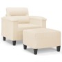 Sillón con taburete tela de microfibra beige 60 cm en Sofás | Comprar online en Foru.es
