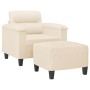 Sillón con taburete tela de microfibra beige 60 cm en Sofás | Comprar online en Foru.es