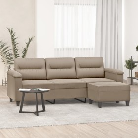 Sofá de 3 plazas y taburete tela microfibra gris taupe 180 cm en Sofás | Comprar online en Foru.es