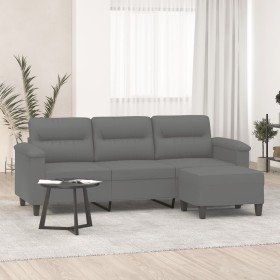 Sofá de 3 plazas y taburete tela microfibra gris oscuro 180 cm en Sofás | Comprar online en Foru.es