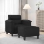 Sillón con taburete cuero sintético negro 60 cm en Sofás | Comprar online en Foru.es