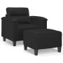 Sillón con taburete cuero sintético negro 60 cm en Sofás | Comprar online en Foru.es