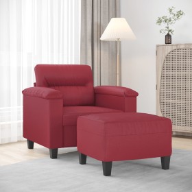 Sillón con taburete cuero sintético rojo tinto 60 cm en Sofás | Comprar online en Foru.es