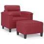 Sillón con taburete cuero sintético rojo tinto 60 cm en Sofás | Comprar online en Foru.es