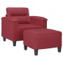 Sillón con taburete cuero sintético rojo tinto 60 cm en Sofás | Comprar online en Foru.es