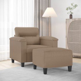 Sillón con taburete cuero sintético color capuchino 60 cm en Sofás | Comprar online en Foru.es