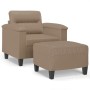 Sillón con taburete cuero sintético color capuchino 60 cm en Sofás | Comprar online en Foru.es
