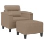 Sillón con taburete cuero sintético color capuchino 60 cm en Sofás | Comprar online en Foru.es