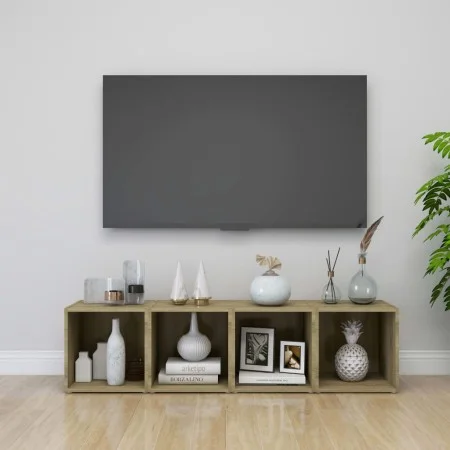 Muebles de TV 4uds madera contrachapada roble Sonoma 37x35x37cm de vidaXL, Muebles TV - Ref: Foro24-805509, Precio: 59,52 €, ...