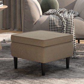 Taburete con patas de madera terciopelo gris claro de vidaXL, Taburetes y sillas plegables - Ref: Foro24-329436, Precio: 63,8...
