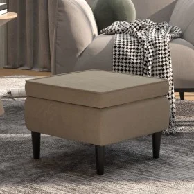 Taburete con patas de madera terciopelo gris claro de vidaXL, Taburetes y sillas plegables - Ref: Foro24-329436, Precio: 72,5...