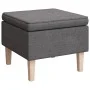 Taburete con patas de madera tapizado tejido gris claro de vidaXL, Taburetes y sillas plegables - Ref: Foro24-329425, Precio:...