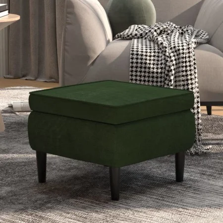 Taburete con patas de madera terciopelo verde oscuro de vidaXL, Taburetes y sillas plegables - Ref: Foro24-329438, Precio: 10...