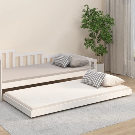Estructura de cama madera maciza de pino blanco 90x200 cm de vidaXL, Camas y somieres - Ref: Foro24-823495, Precio: 90,65 €, ...