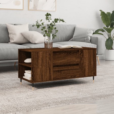 Mesa de centro madera de ingeniería marrón roble 102x44,5x50 cm de vidaXL, Mesas de centro - Ref: Foro24-830995, Precio: 78,7...