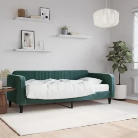 Sofa bed with dark green velvet mattress 90x200 cm by vidaXL, Beds and slatted bases - Ref: Foro24-3197041, Price: 329,74 €, ...