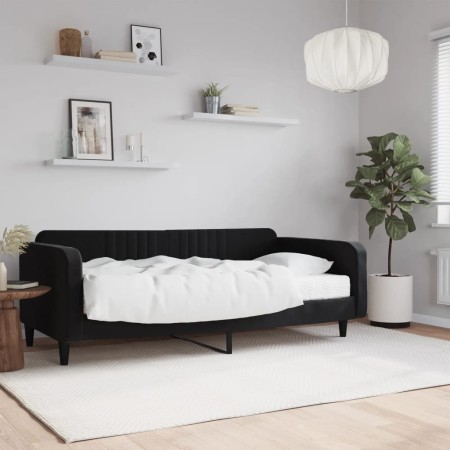 Sofá cama con colchón terciopelo negro 100x200 cm de vidaXL, Camas y somieres - Ref: Foro24-3197050, Precio: 336,19 €, Descue...