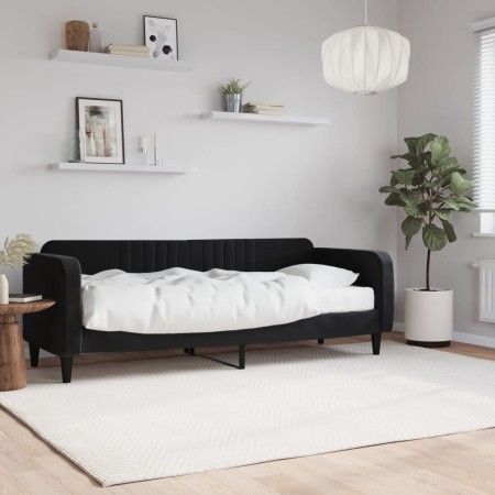 Sofá cama con colchón terciopelo negro 80x200 cm de vidaXL, Camas y somieres - Ref: Foro24-3197036, Precio: 314,18 €, Descuen...