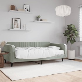 Sofá cama con colchón terciopelo gris claro 100x200 cm de vidaXL, Camas y somieres - Ref: Foro24-3197046, Precio: 340,45 €, D...