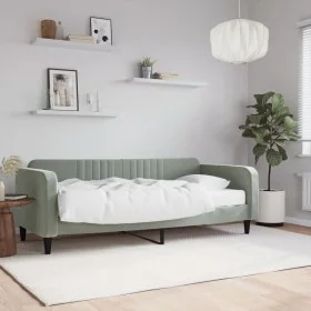Sofa bed with light gray velvet mattress 90x200 cm by vidaXL, Beds and slatted bases - Ref: Foro24-3197039, Price: 332,48 €, ...