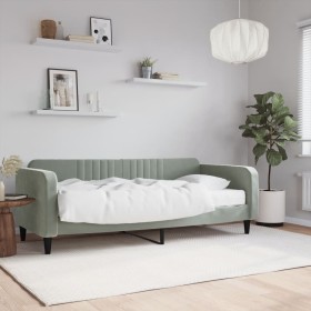Sofá cama con colchón terciopelo gris claro 90x200 cm de vidaXL, Camas y somieres - Ref: Foro24-3197039, Precio: 315,30 €, De...