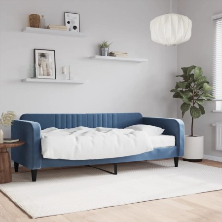 Sofá cama con colchón terciopelo azul 90x200 cm de vidaXL, Camas y somieres - Ref: Foro24-3197038, Precio: 312,08 €, Descuent...