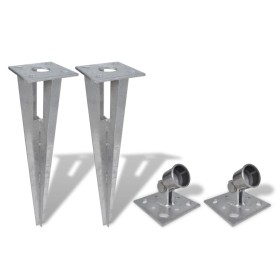 Clavijas de postes puntales 2 unidades acero de vidaXL, Postes de cerca - Ref: Foro24-140594, Precio: 34,46 €, Descuento: %