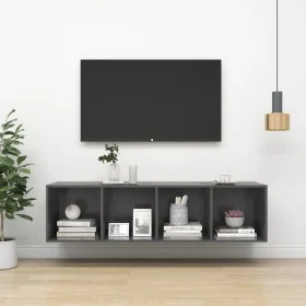 Mueble TV pared madera contrachapada gris brillo 37x37x142,5 cm de vidaXL, Muebles TV - Ref: Foro24-805497, Precio: 46,36 €, ...