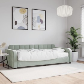 Sofá cama con colchón terciopelo gris claro 90x200 cm de vidaXL, Camas y somieres - Ref: Foro24-3196905, Precio: 319,43 €, De...