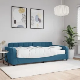 Sofa bed with blue velvet mattress 90x200 cm by vidaXL, Beds and slatted bases - Ref: Foro24-3196904, Price: 366,22 €, Discou...