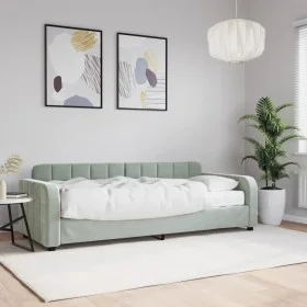 Sofa bed with light gray velvet mattress 80x200 cm by vidaXL, Beds and slatted bases - Ref: Foro24-3196898, Price: 346,69 €, ...