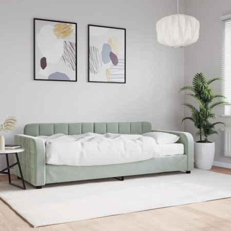 Sofá cama con colchón terciopelo gris claro 80x200 cm de vidaXL, Camas y somieres - Ref: Foro24-3196898, Precio: 360,73 €, De...
