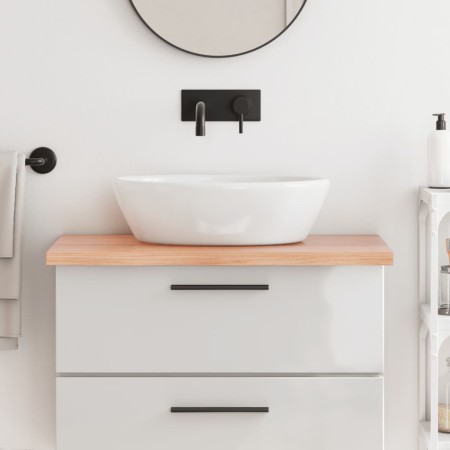 Encimera baño madera maciza tratada marrón claro 80x50x(2-4) cm de vidaXL, Encimeras - Ref: Foro24-3156120, Precio: 94,90 €, ...