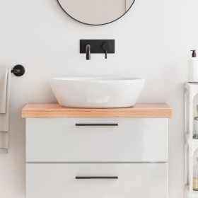 Encimera baño madera maciza tratada marrón claro 80x40x(2-6) cm de vidaXL, Encimeras - Ref: Foro24-3156118, Precio: 90,58 €, ...