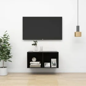 Mueble TV de pared madera contrachapada negro brillo 37x37x72cm de vidaXL, Muebles TV - Ref: Foro24-805478, Precio: 42,35 €, ...