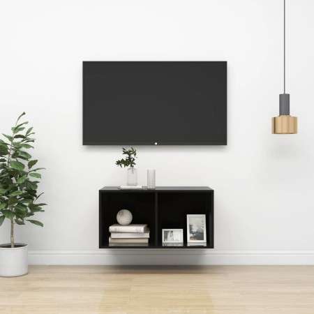 Mueble TV de pared madera contrachapada negro brillo 37x37x72cm de vidaXL, Muebles TV - Ref: Foro24-805478, Precio: 42,87 €, ...