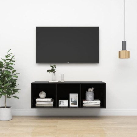 Mueble TV pared madera contrachapada negro brillo 37x37x107cm de vidaXL, Muebles TV - Ref: Foro24-805487, Precio: 43,05 €, De...