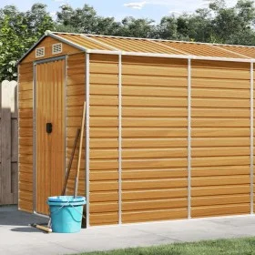 Caseta de jardín acero galvanizado marrón claro 191x640x198 cm de vidaXL, Cobertizos - Ref: Foro24-3188281, Precio: 875,60 €,...
