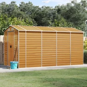 Caseta de jardín acero galvanizado marrón claro 191x385x198 cm de vidaXL, Cobertizos - Ref: Foro24-3188278, Precio: 552,74 €,...