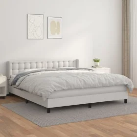 Cama box spring con colchón cuero sintético blanco 160x200 cm de vidaXL, Camas y somieres - Ref: Foro24-3130788, Precio: 515,...