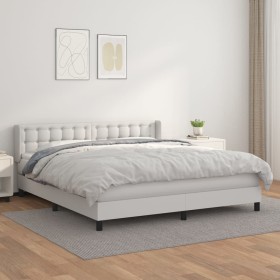 Cama box spring con colchón cuero sintético blanco 160x200 cm de vidaXL, Camas y somieres - Ref: Foro24-3130788, Precio: 525,...