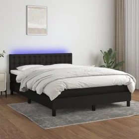 Cama box spring colchón y luces LED tela negro 140x200 cm de vidaXL, Camas y somieres - Ref: Foro24-3133479, Precio: 461,74 €...