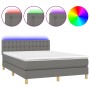 Cama box spring colchón y luces LED tela gris oscuro 140x200 cm de vidaXL, Camas y somieres - Ref: Foro24-3134038, Precio: 43...
